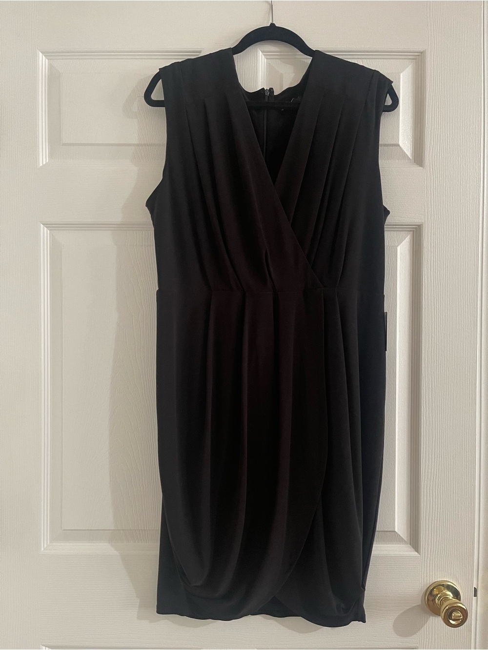 Express Black Sleeveless Faux-Wrap Midi Dress